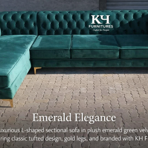 Emerald Elegance L shaped Sofa